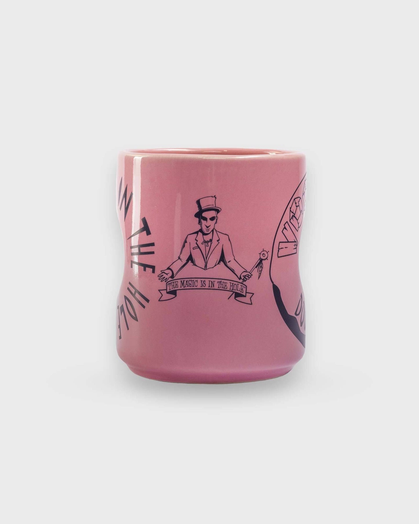 pink voodoo mug with hole