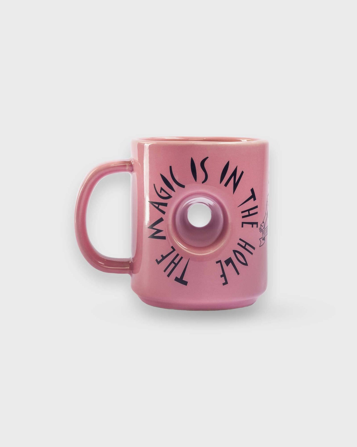 pink voodoo mug with hole