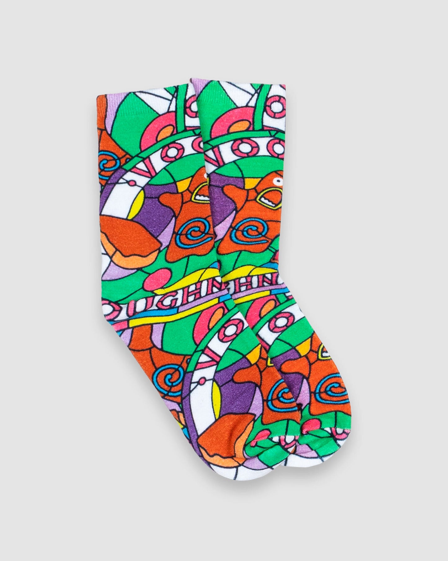 Colorful sock with abstract design on a white background
