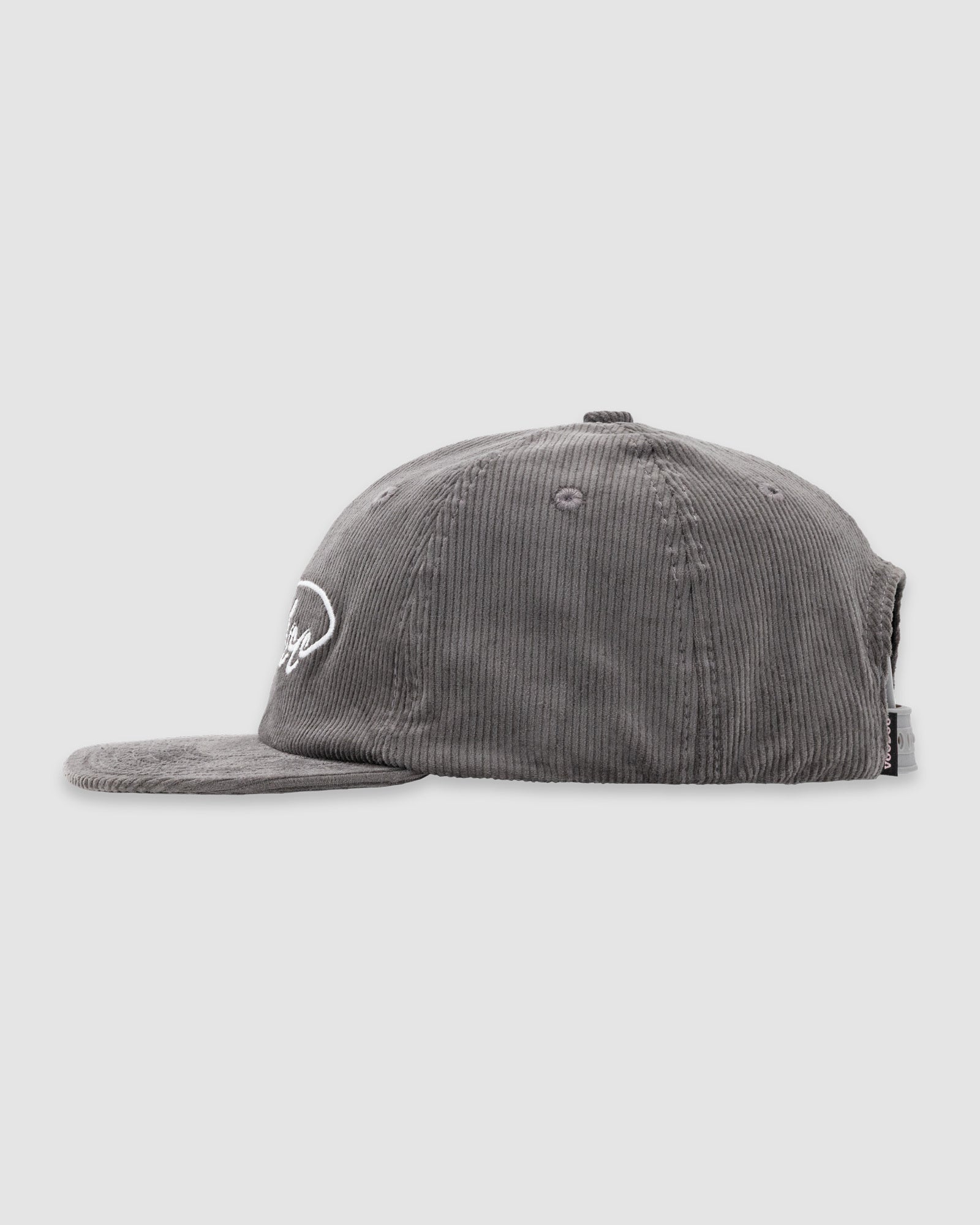 Gray corduroy cap on a light gray background