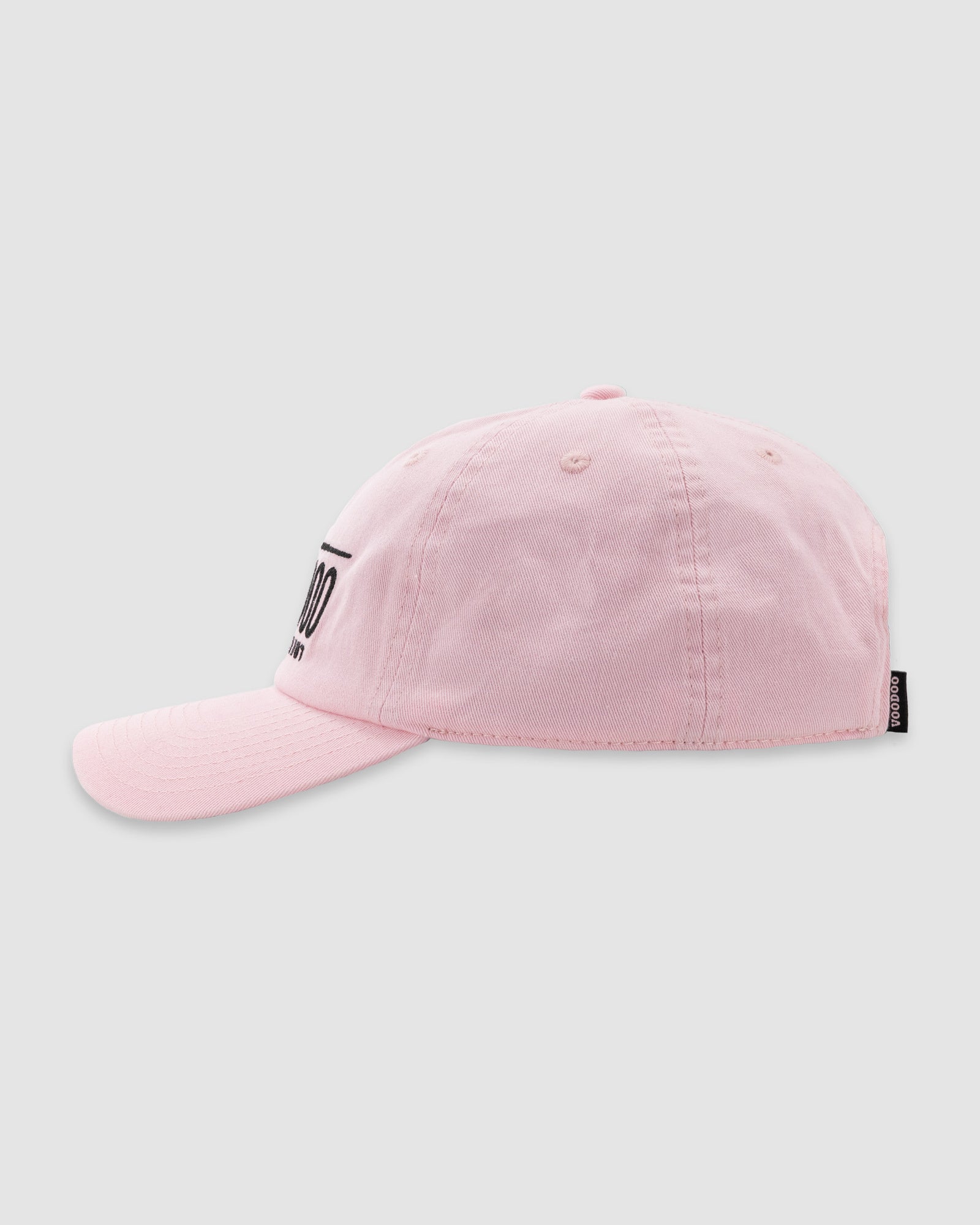 Pink cap with a logo on a light gray background