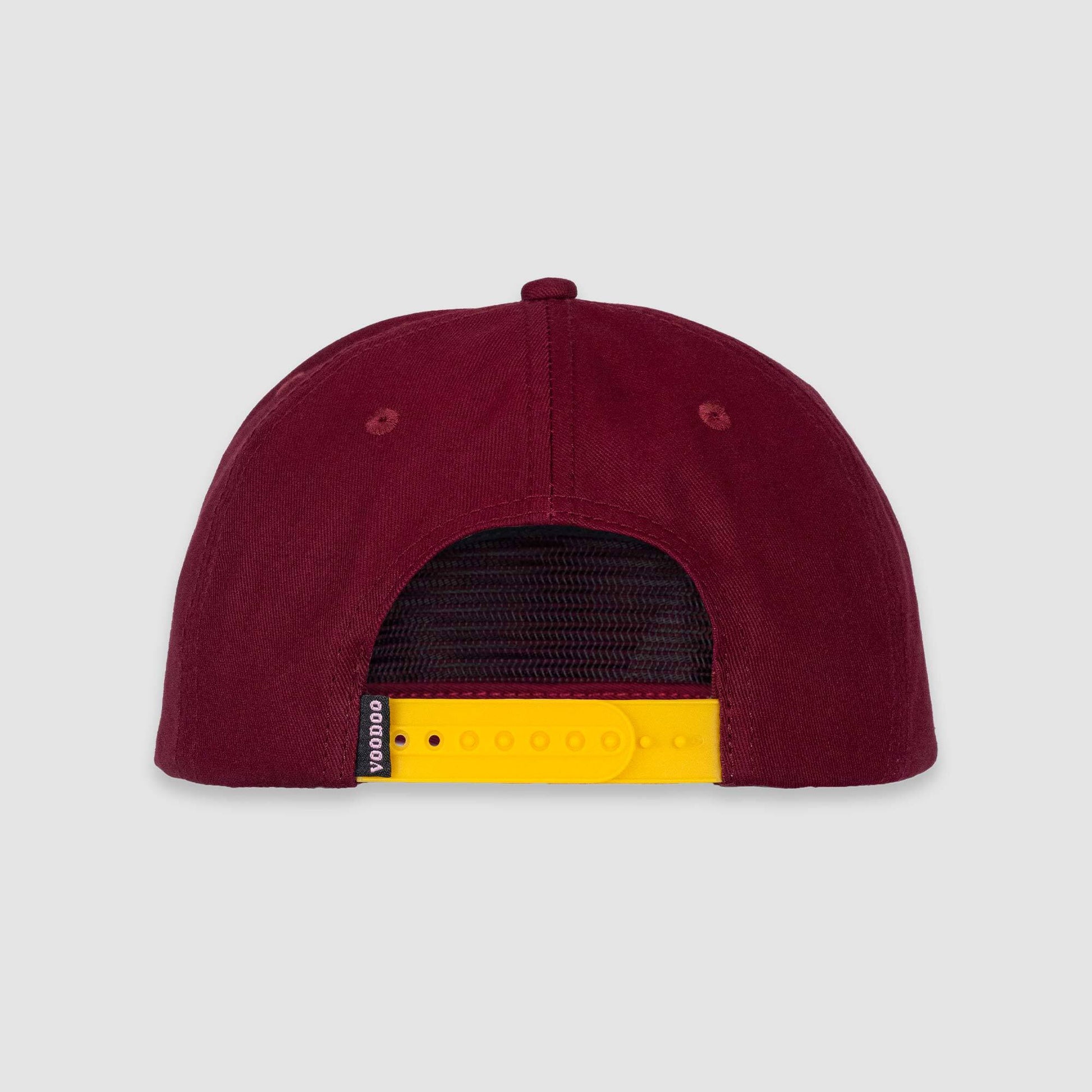 maroon and yellow cap, back of cap image