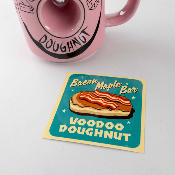 Sticker of the Month Bacon Maple Bar Voodoo Doughnut